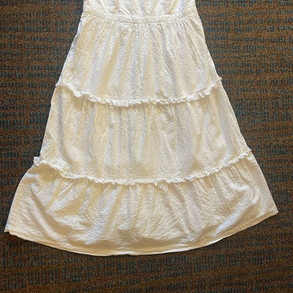 Japna Women's Maxi White Sundress Tired 100% Cotton W/ Lining Dress Size L - Picture 10 of 10